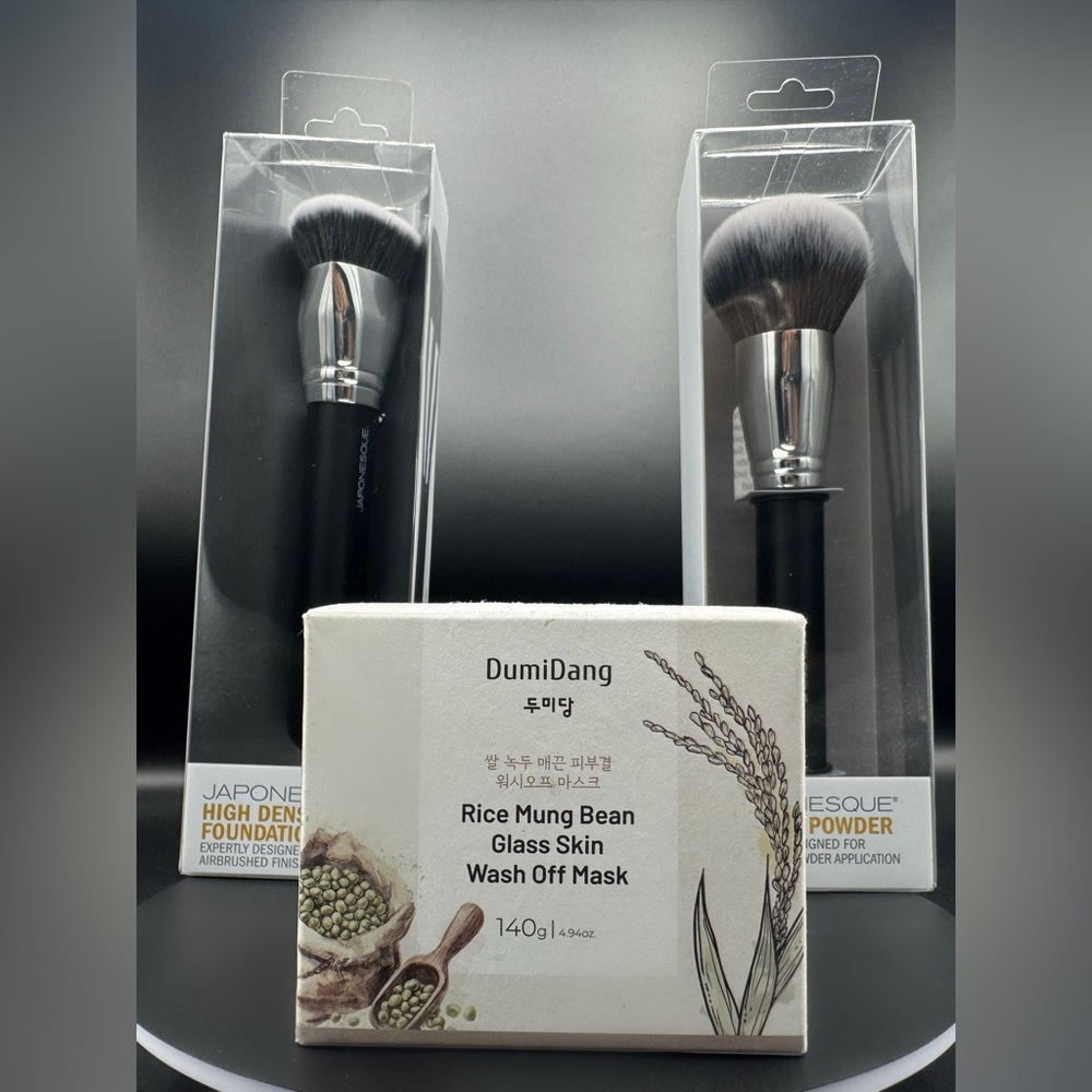 K Beauty Glass Skin Bundle Japonesque Brushes + Face Mask New